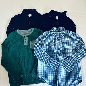 Lot of 4 boys’ long sleeve shirts size 8- J.Crew (Crewcuts)/ Cat and Jack